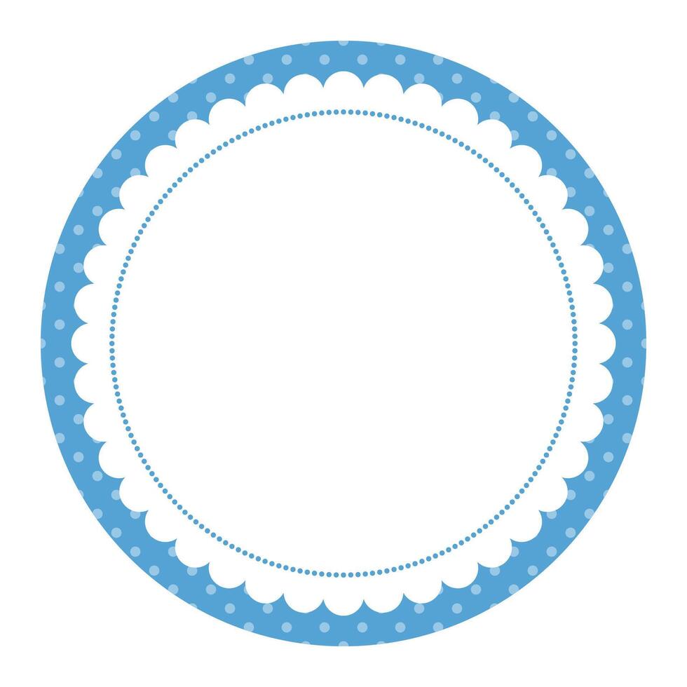 Simple Blank Plain Sophisticated Circular Frame with Scalloped And Dots Detailing Design vector