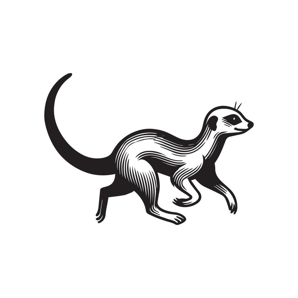 Cute Meerkat Baby Illustration in black and white vector