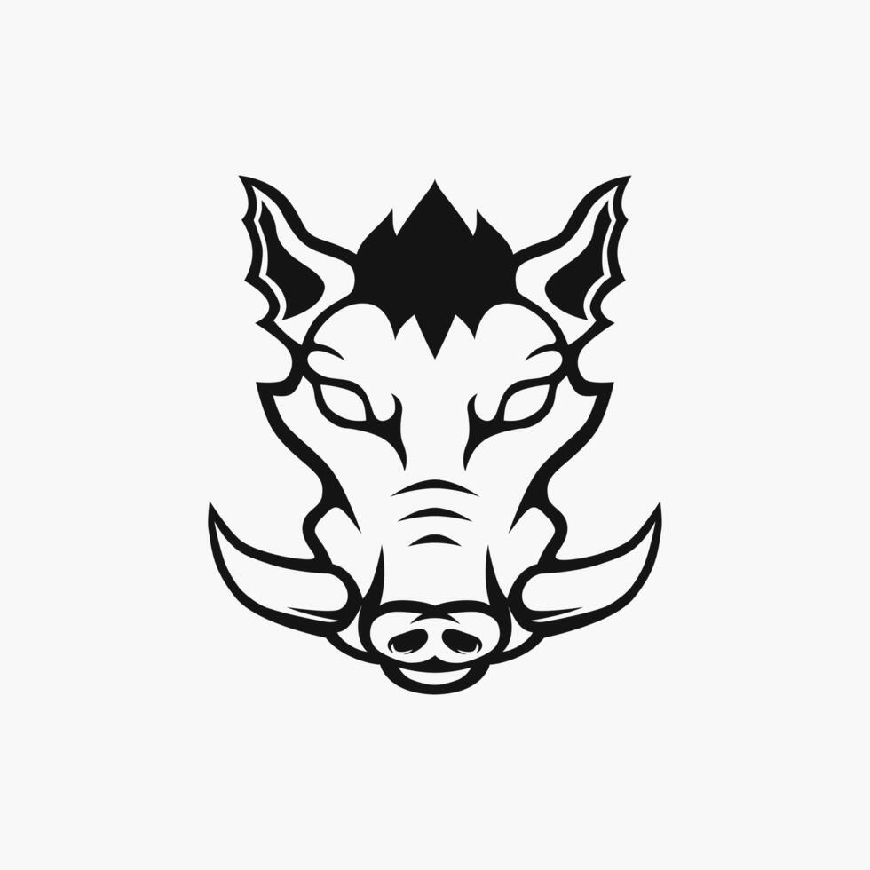 abstract warthog head logo with lines vector