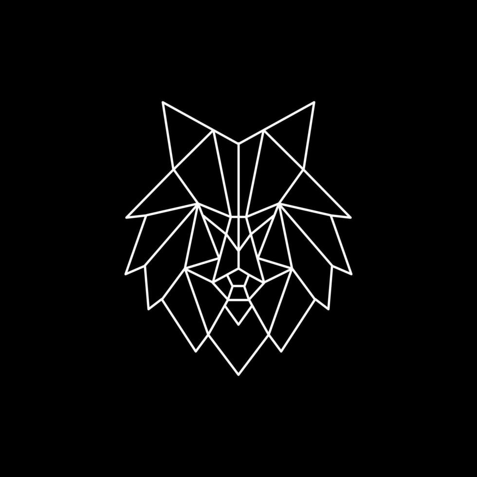 abstract wolf head logo with outline vector