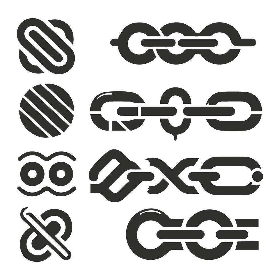 A set of different types of links and chains vector