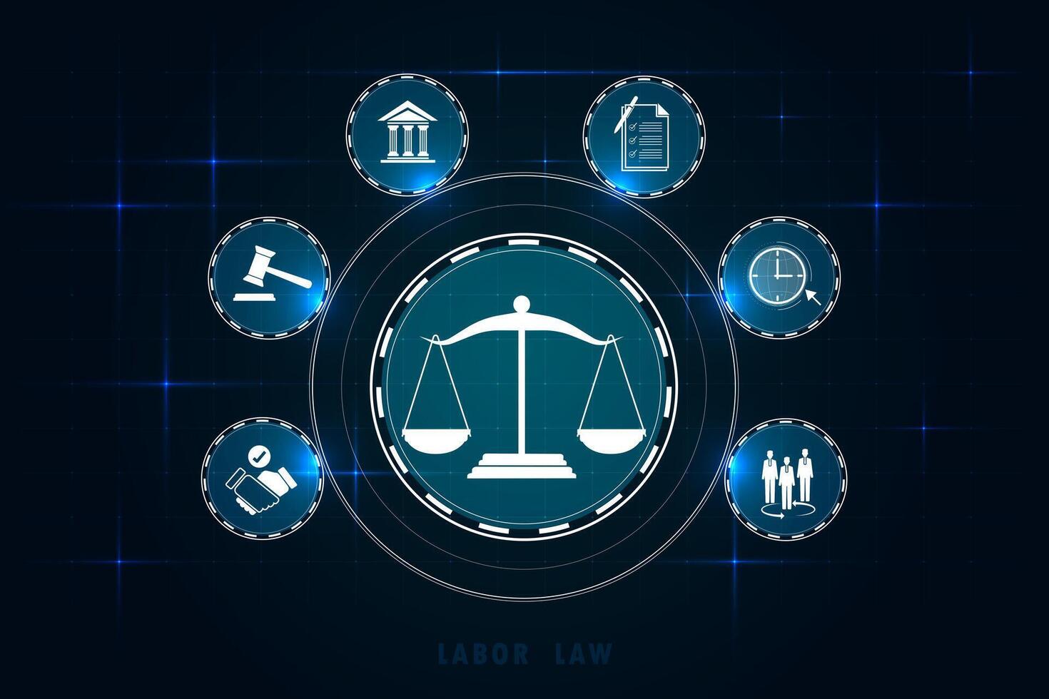 Internet law on Dark Blue blurred background.Cyber Law as digital legal services Labor law, Lawyer. vector