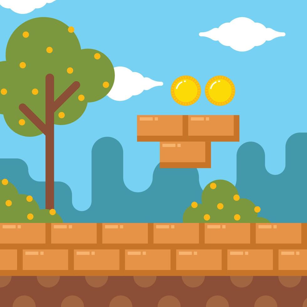 Platform game background template vector