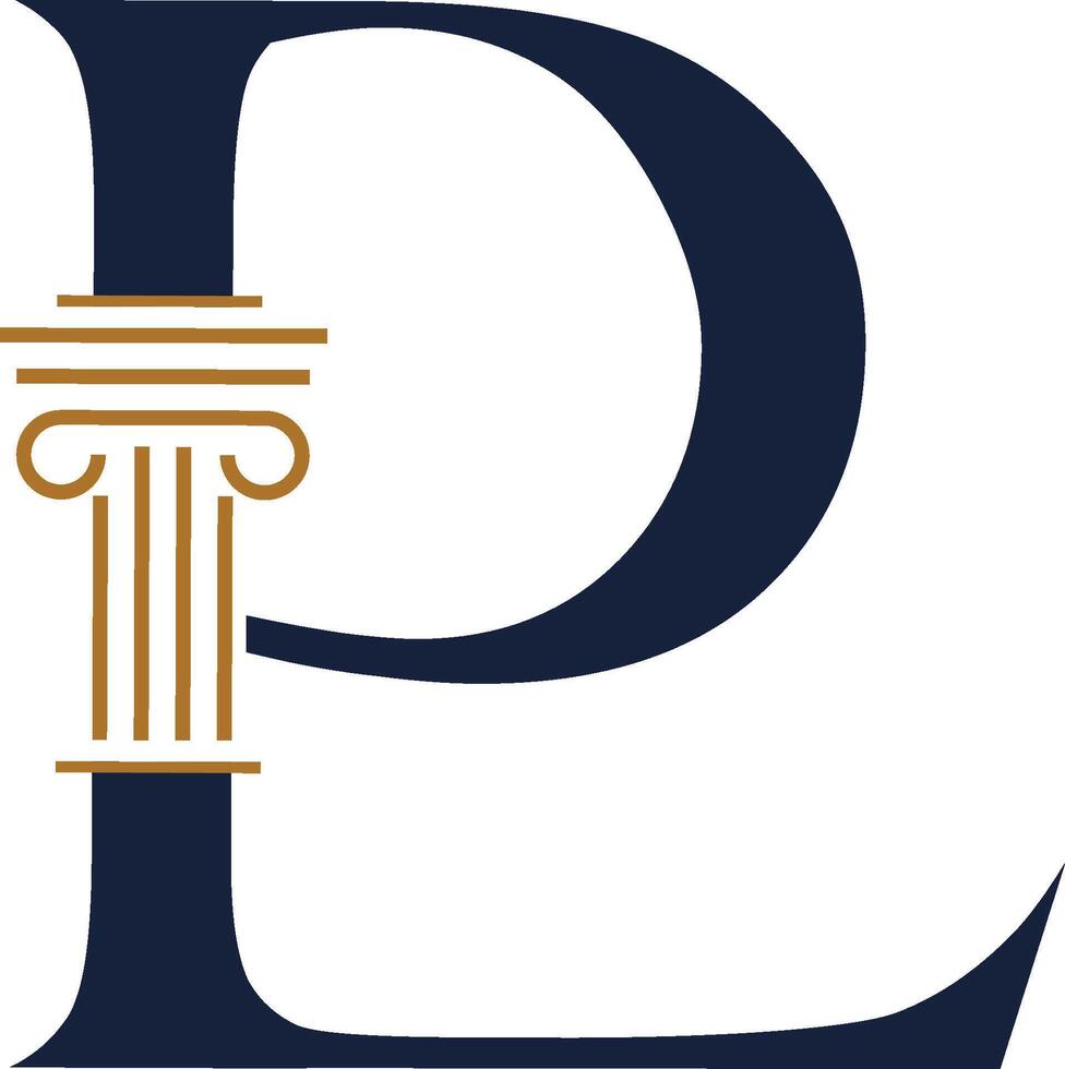 PL letter Logo with Law icon design vector