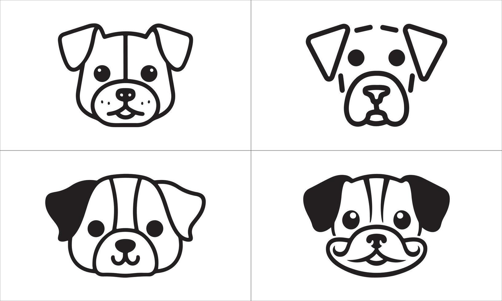 four dog faces with different expressions vector