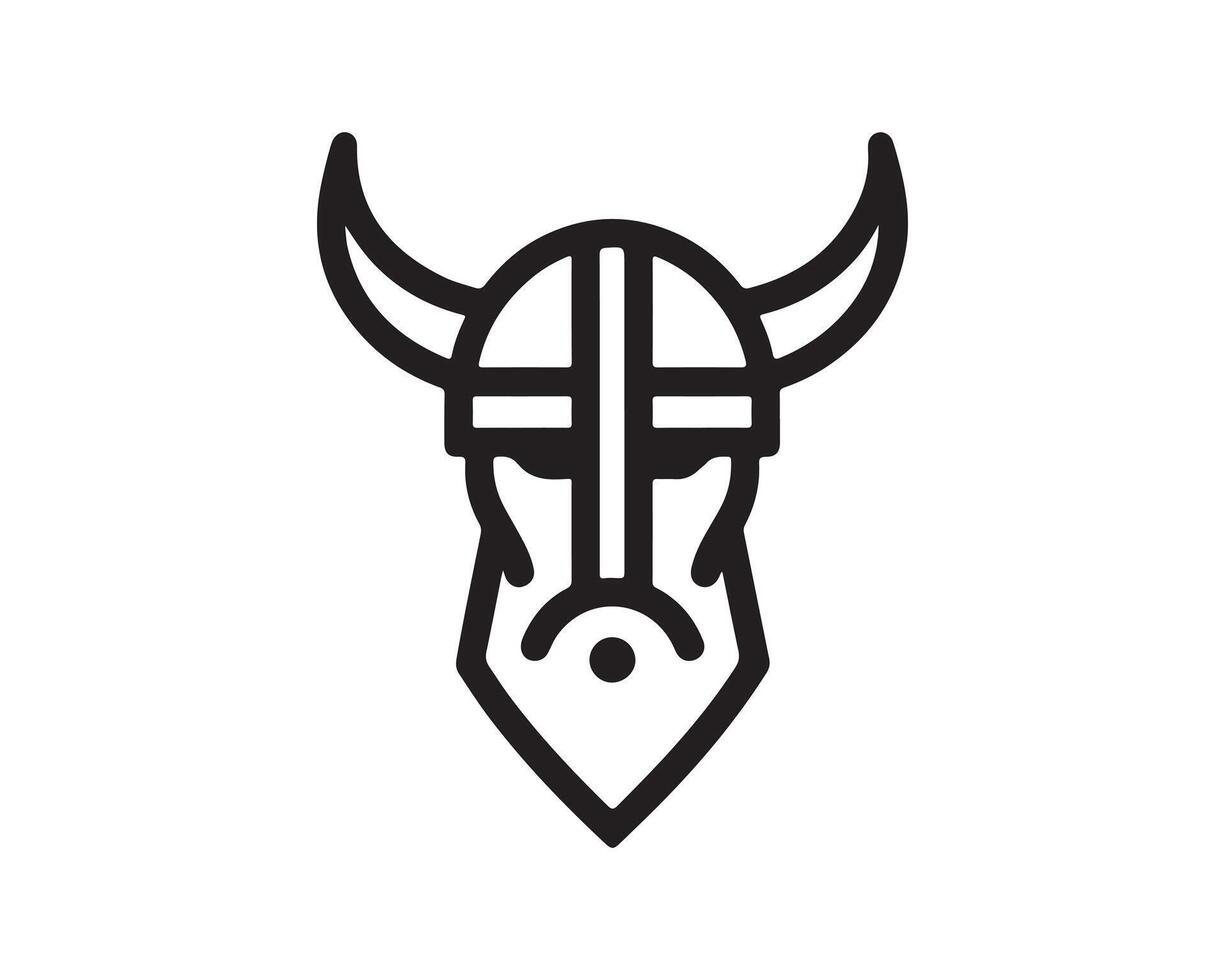 a viking helmet logo with a cross on it vector
