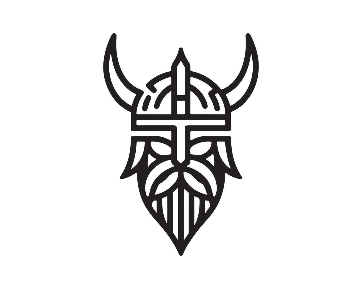 viking helmet with horns and beard vector