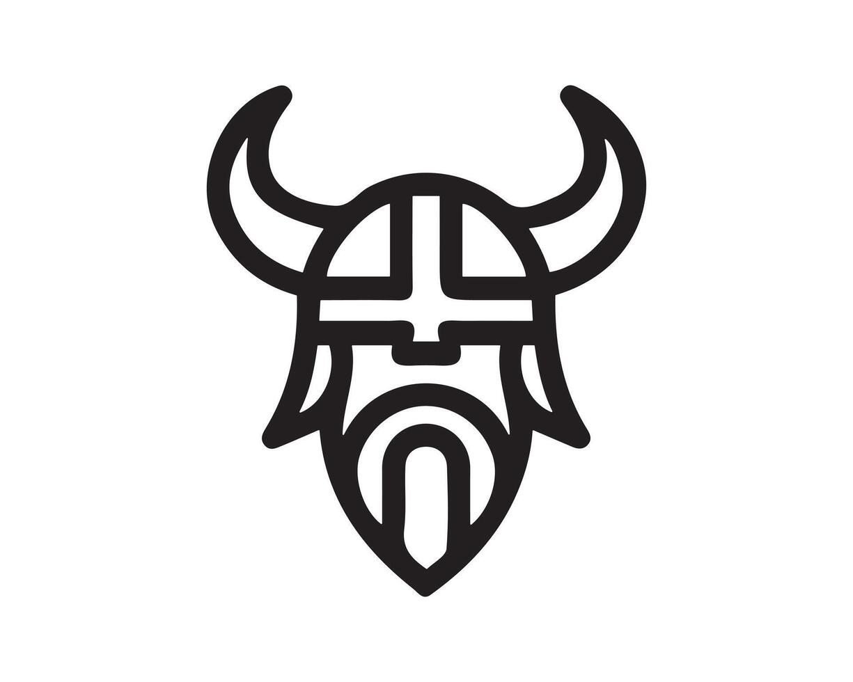 a viking helmet logo with horns icon vector