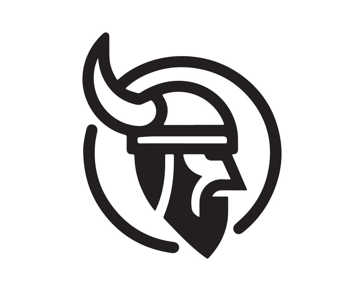 a viking head logo with a beard and a horn vector