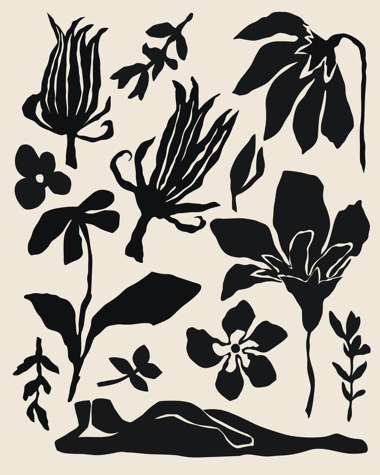Abstract flower shape icons and trendy modern contemporary nature set from mother's garden vector