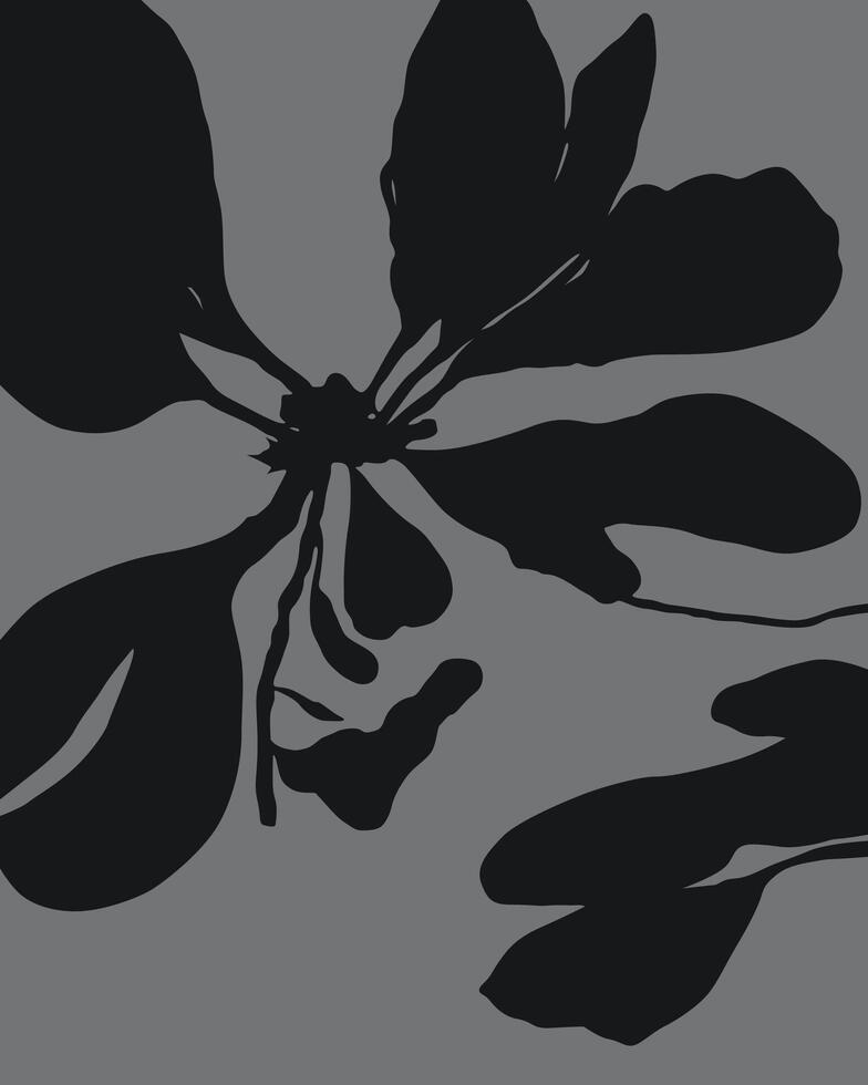 wild flower silhouette nature in art print vector