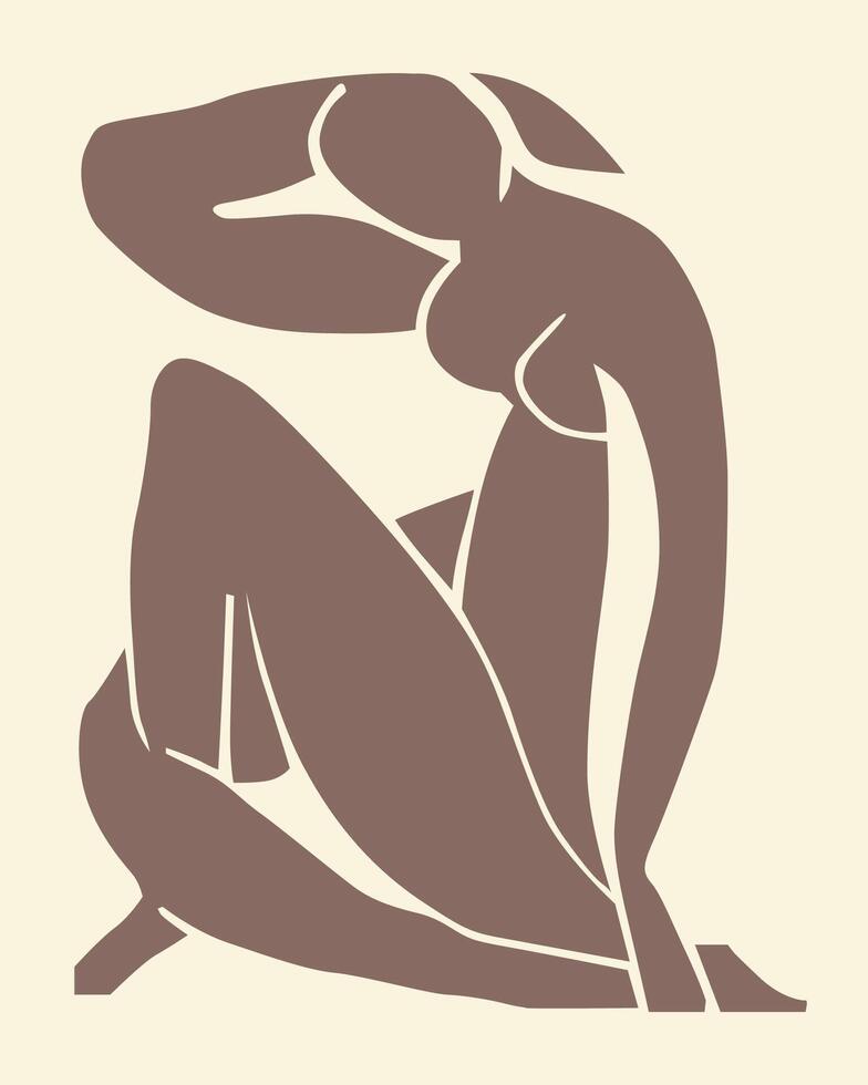 minimalist woman silhouette art vector