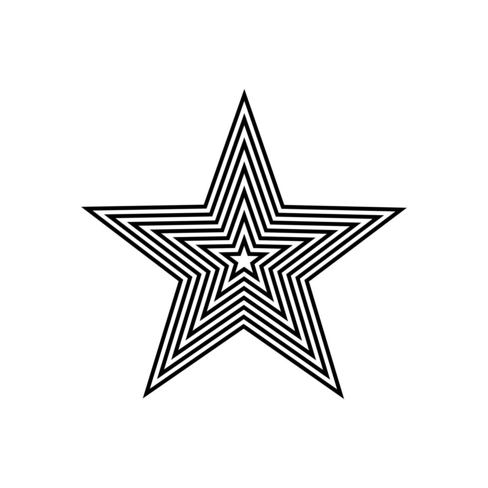 Star icon with stripes, line icon of star on white background vector