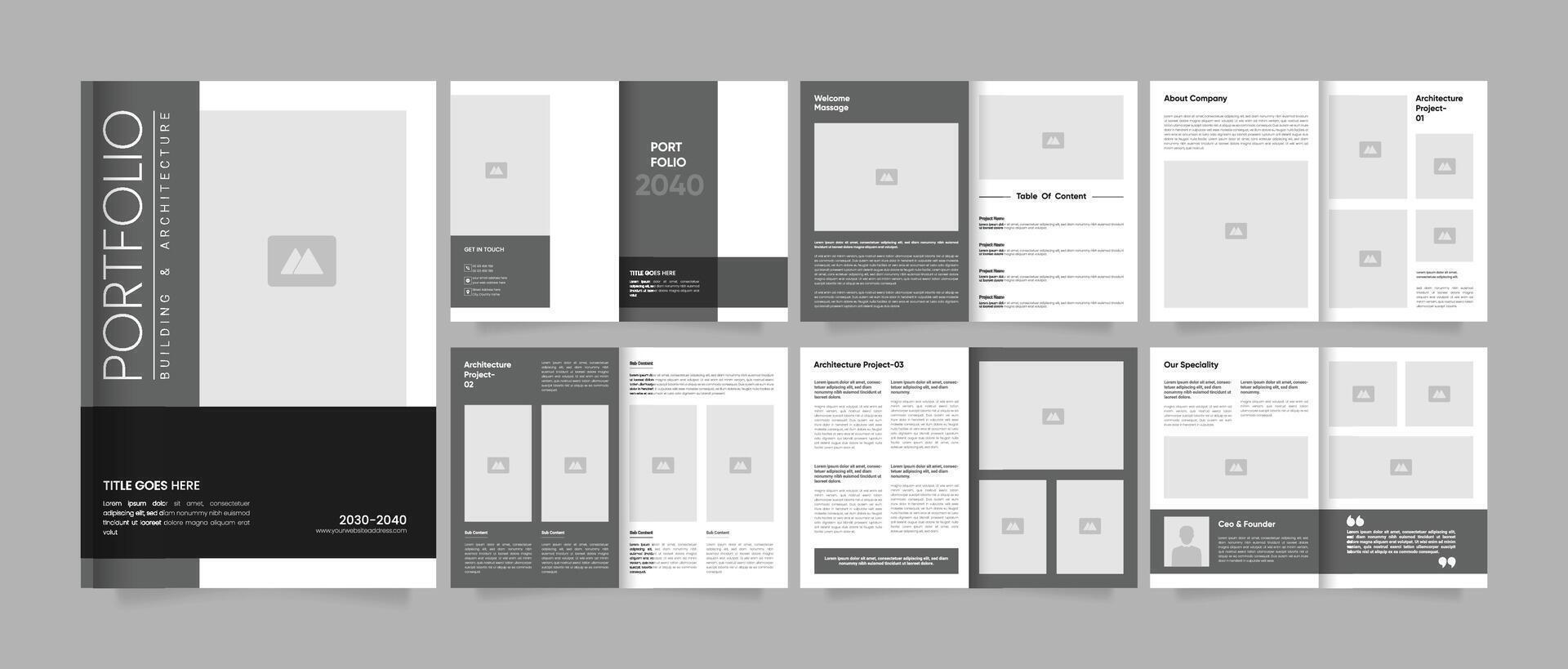 Minimal portfolio brochure design template for Architecture brand vector