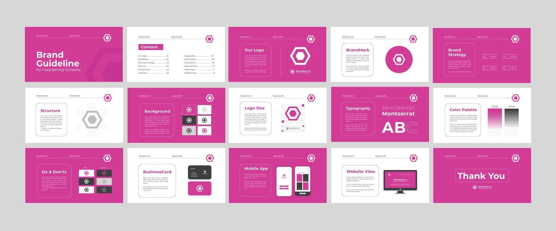 Brand Guidelines Design Set. Minimal Brand Guideline Layout Template. Brand Identity presentation design. vector