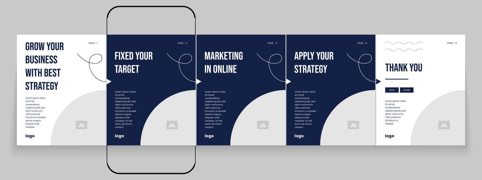 Marketing agency carousel post template pack. Creative social media post design. Business carousel banner. Social media post bundle. Digital marketing banner carousel template vector