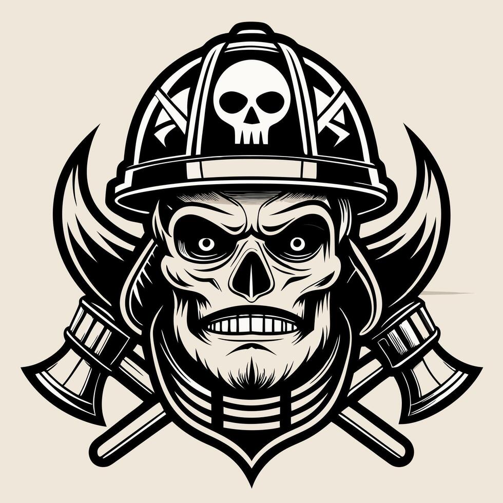 skull with helmet and axes in a vintage style vector