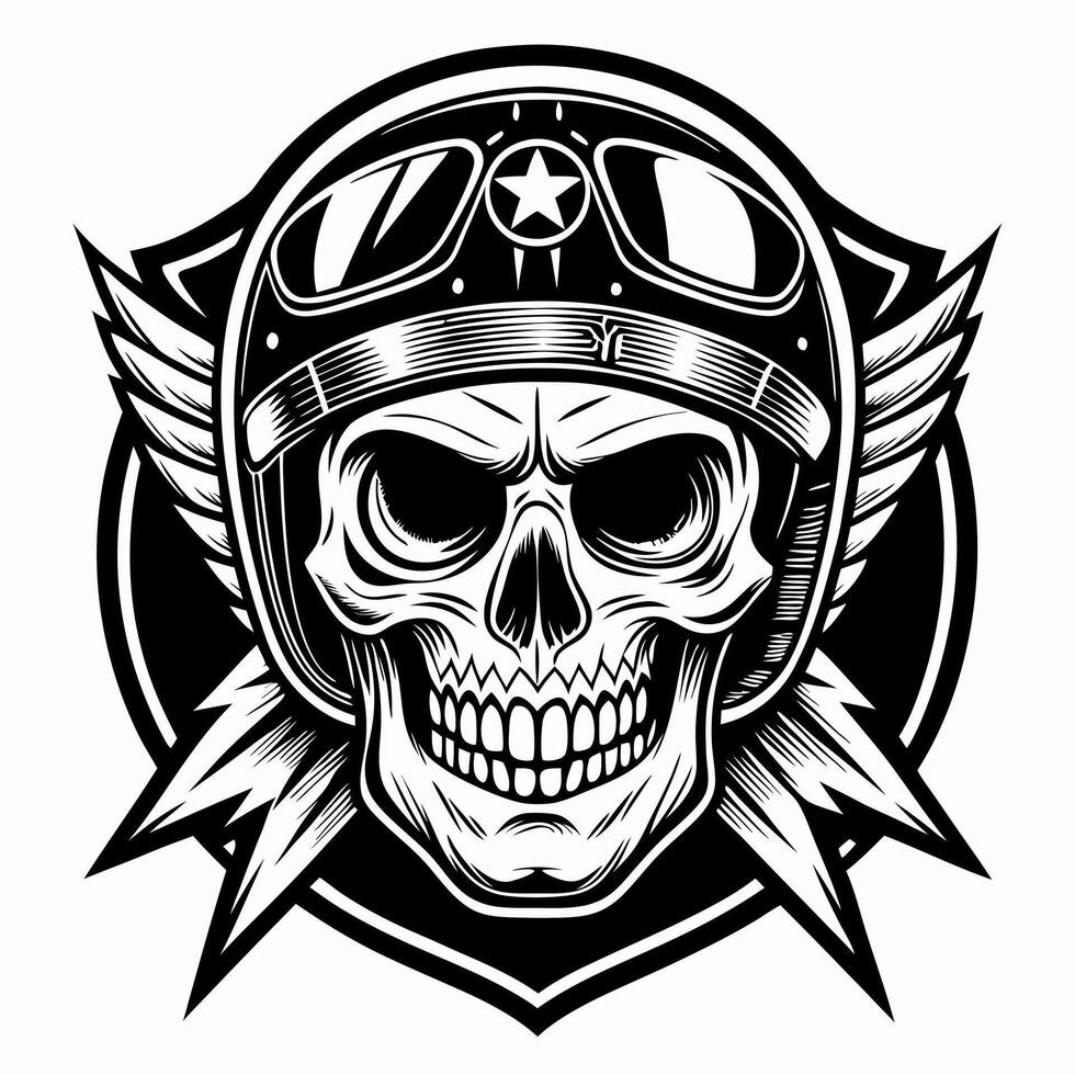 skull in a helmet with wings and a star on the side vector