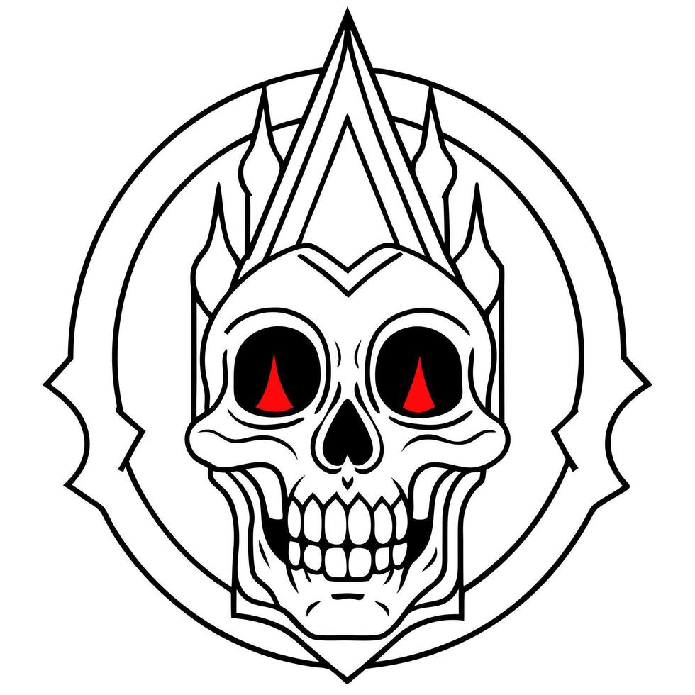 a skull with red eyes and a crown on it vector