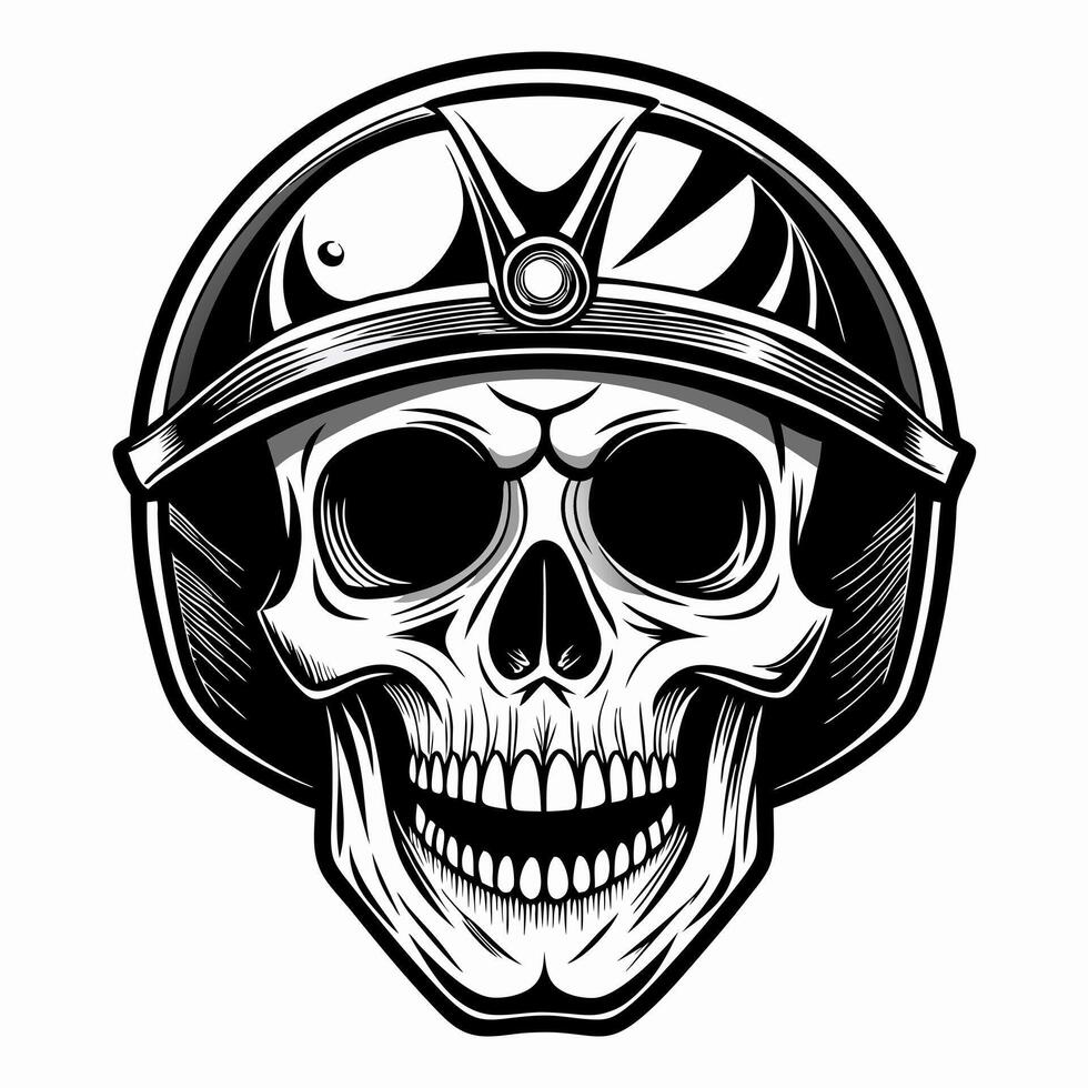 skull in a helmet illustration vector