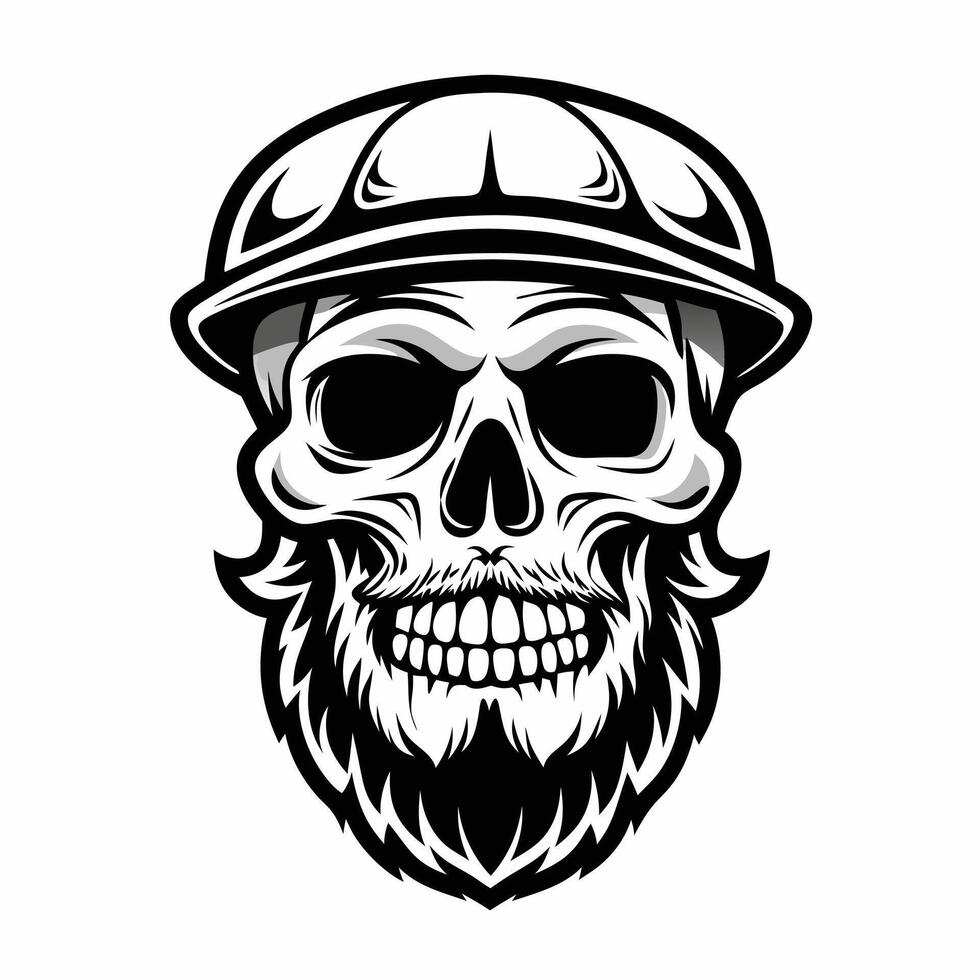 skull with beard and hat vector