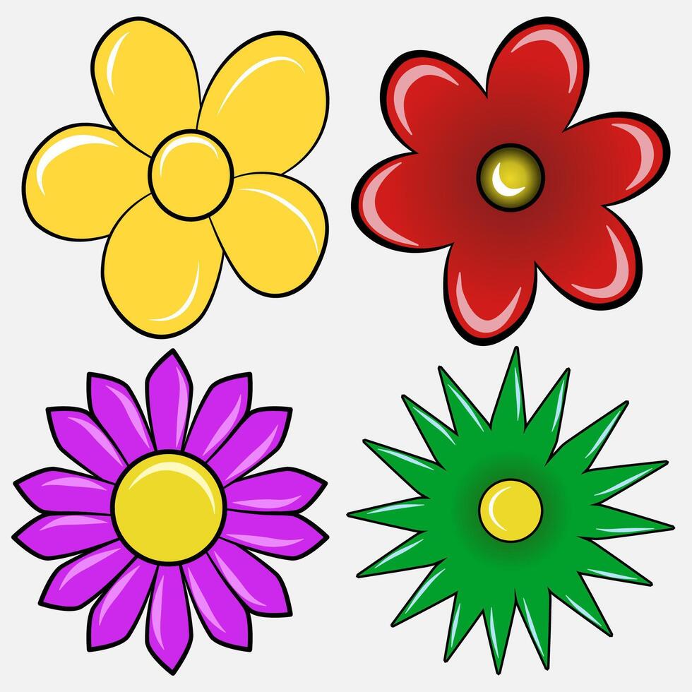 Colorful Cartoon Flowers vector