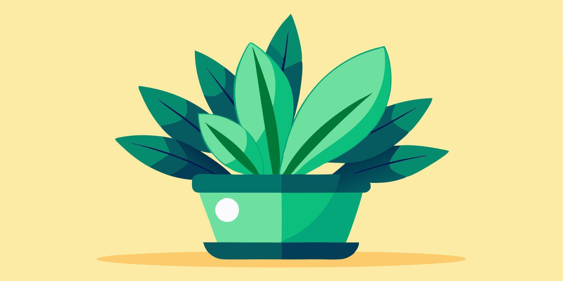 a green plant in a pot on a yellow background vector
