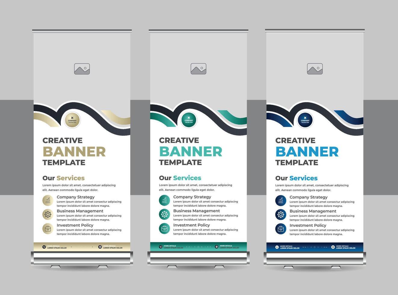 Business rollup banner template, advertisement, pull up banner vector