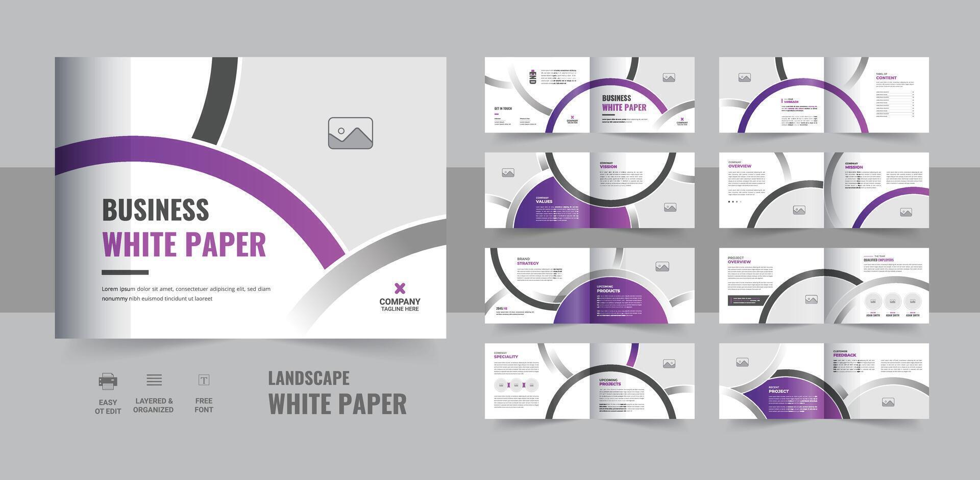 Company white Paper brochure or Landscape business brochure design vector