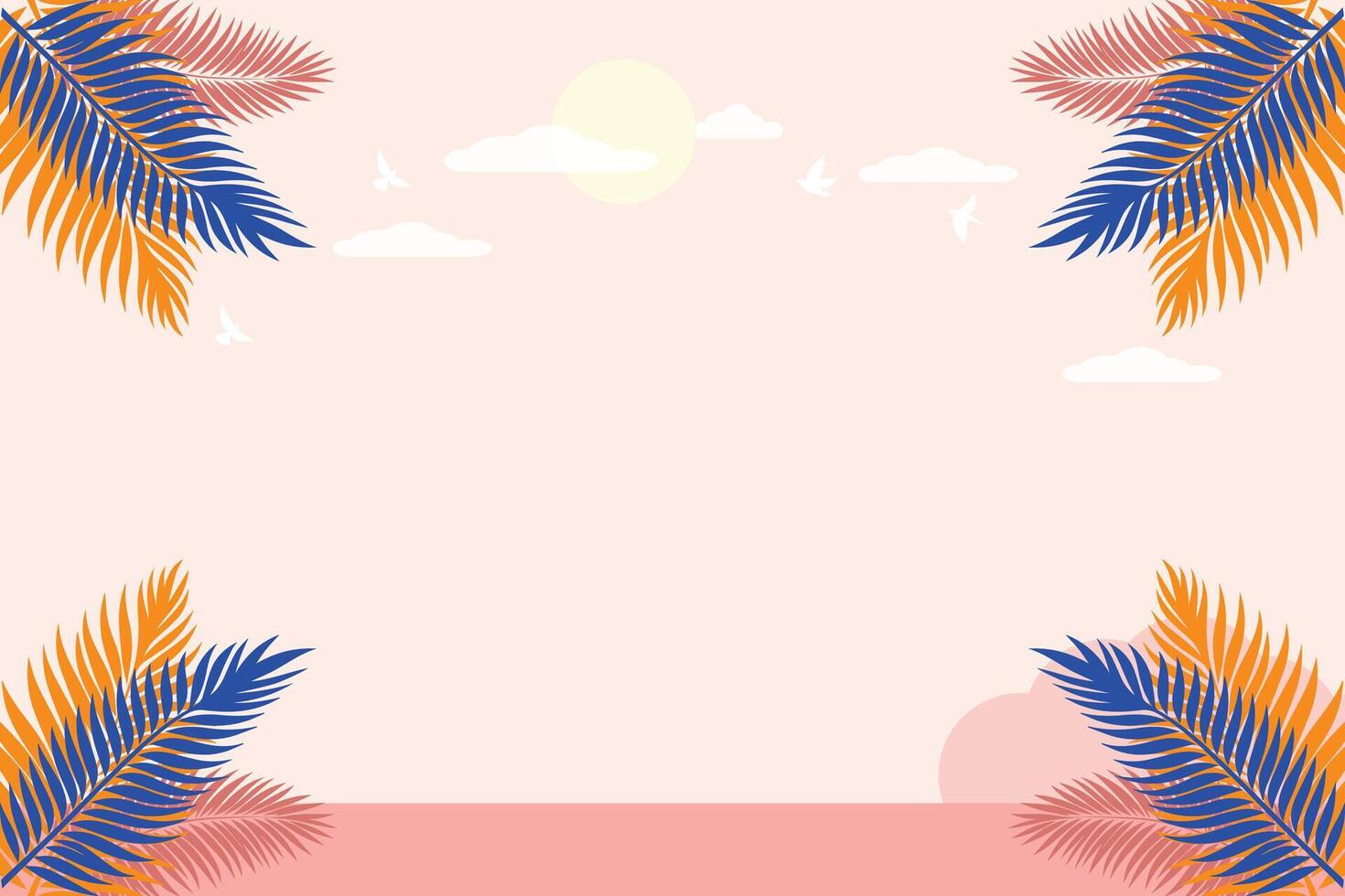 Luxury Pastel Floral Leaves Background with Tropical Botanical Design for Modern Posters Invitations and Product Display Graphics vector