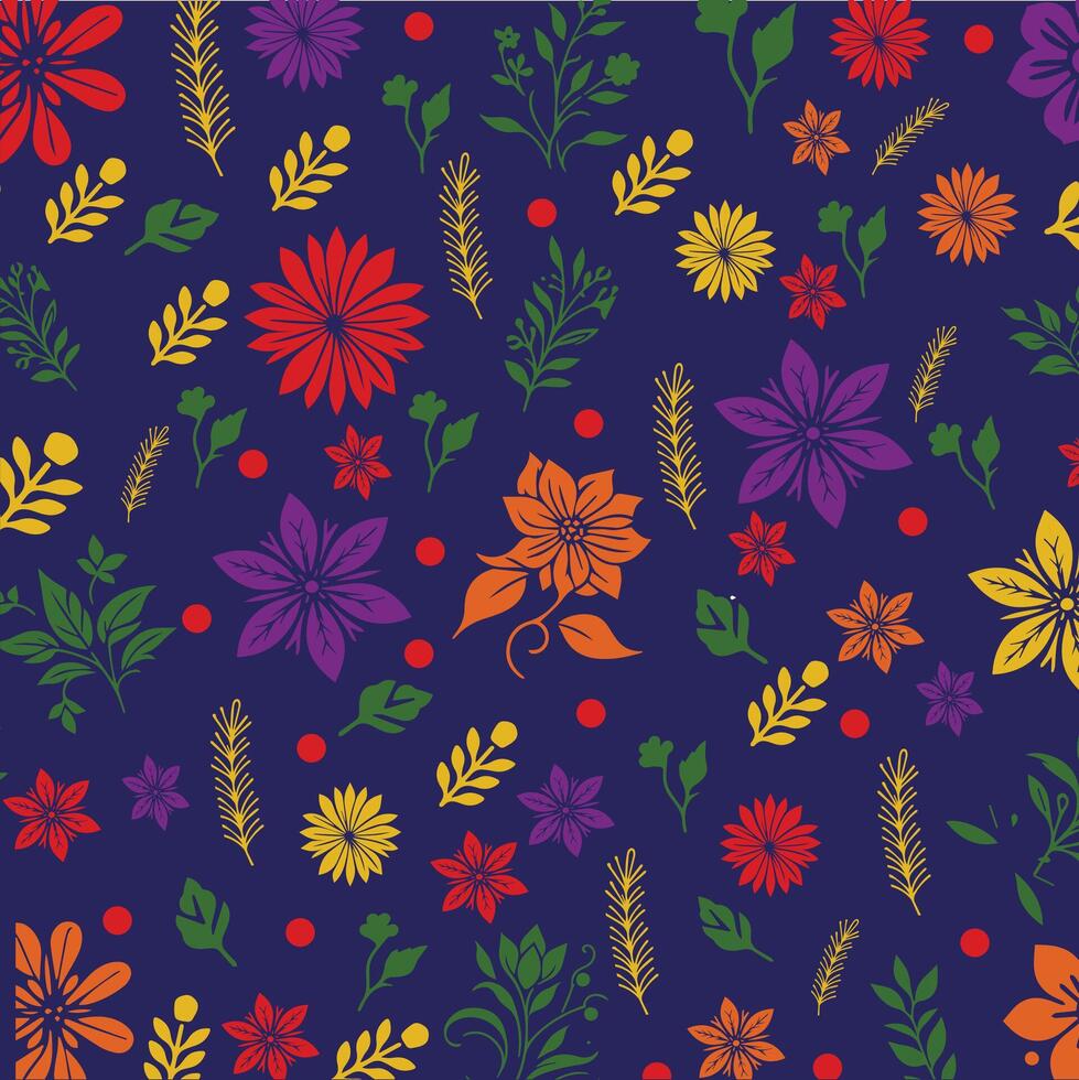 patterns ,blue, colourful flower vector