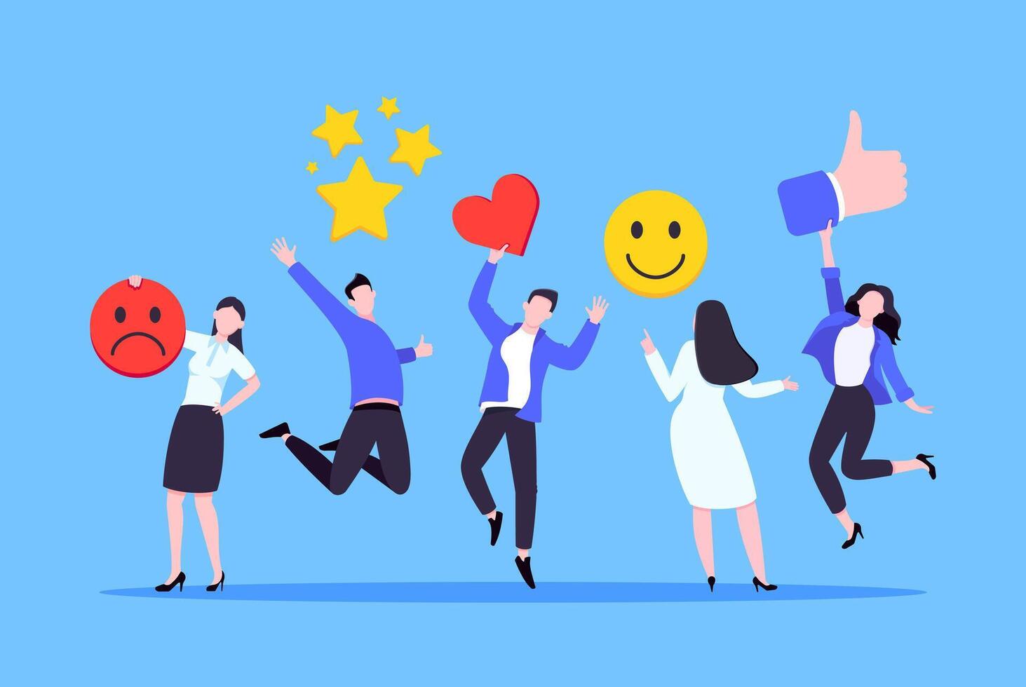 Employee feedback work satisfaction survey business concept flat illustration. vector