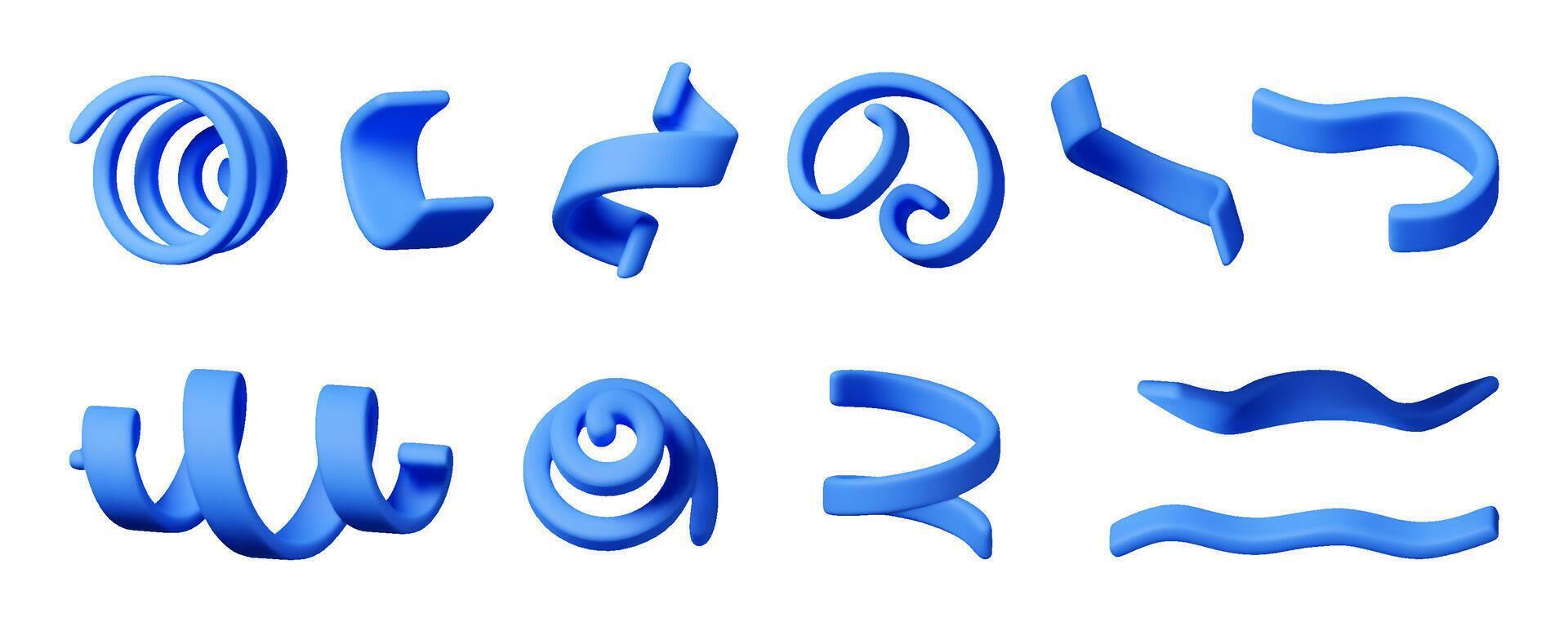 collection. Different curly ribbon. Firecracker vector