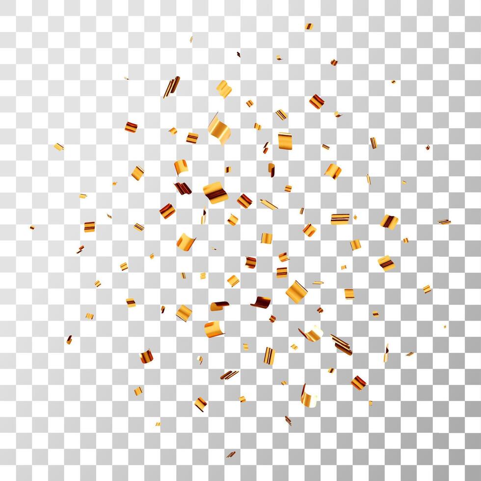 3D party golden confetti vector