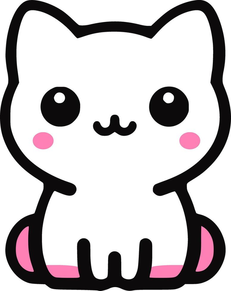 Playful Cartoon Cat with Big Eyes and a Happy Smile vector