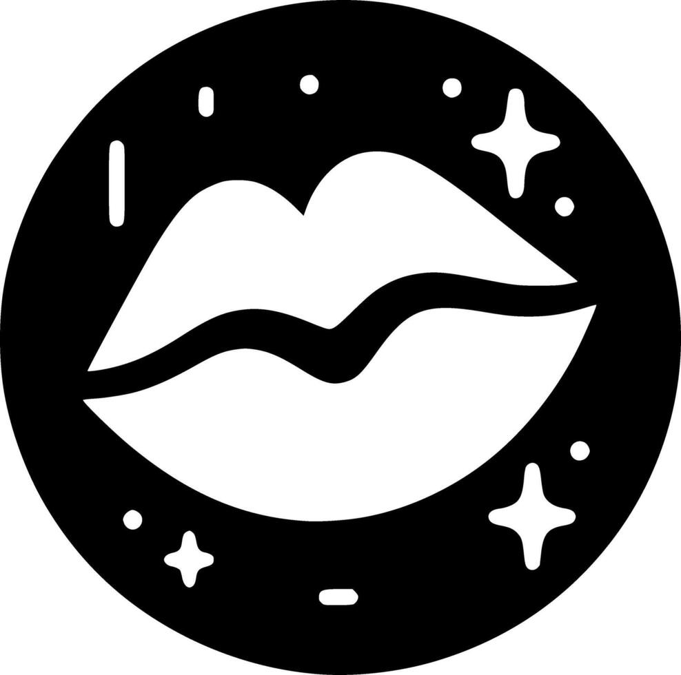 Black and White Minimalist Lips Design vector