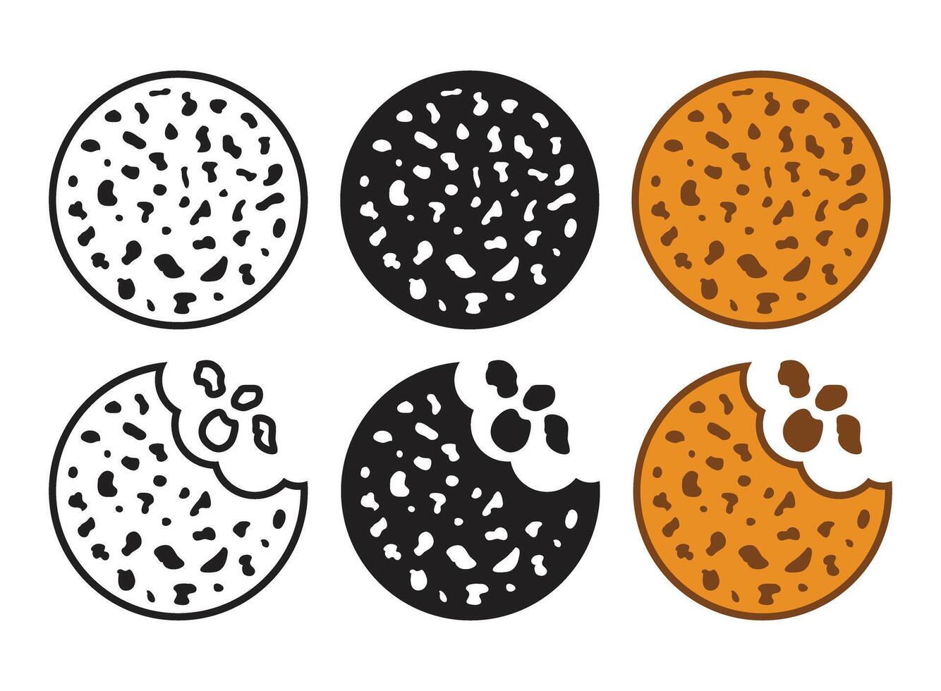 Cookies icons set in flat style. Tasty biscuits illustration on isolated background. Chocolate bakery sign business concept. vector