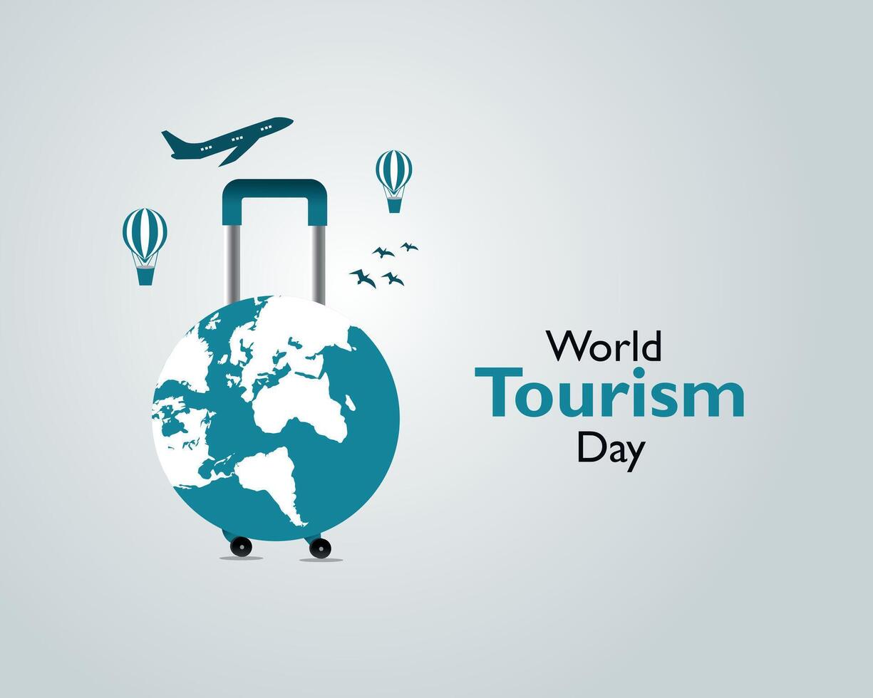 World Tourism Day. 27 September. Holiday concept. Template for background with banner, poster and card. flat Design vector