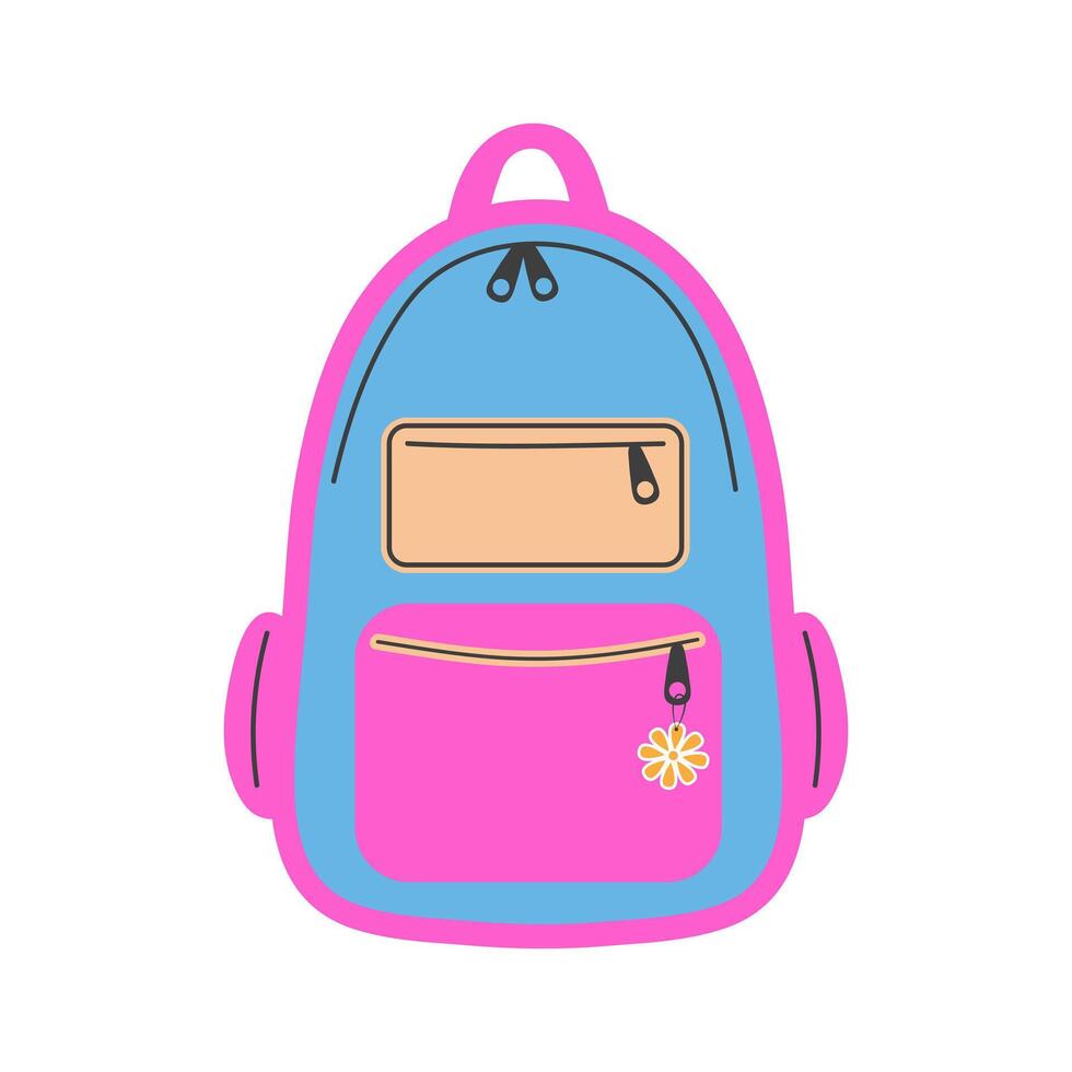 School backpack for kids. Back to school, education concept. illustration isolated on a white background. vector