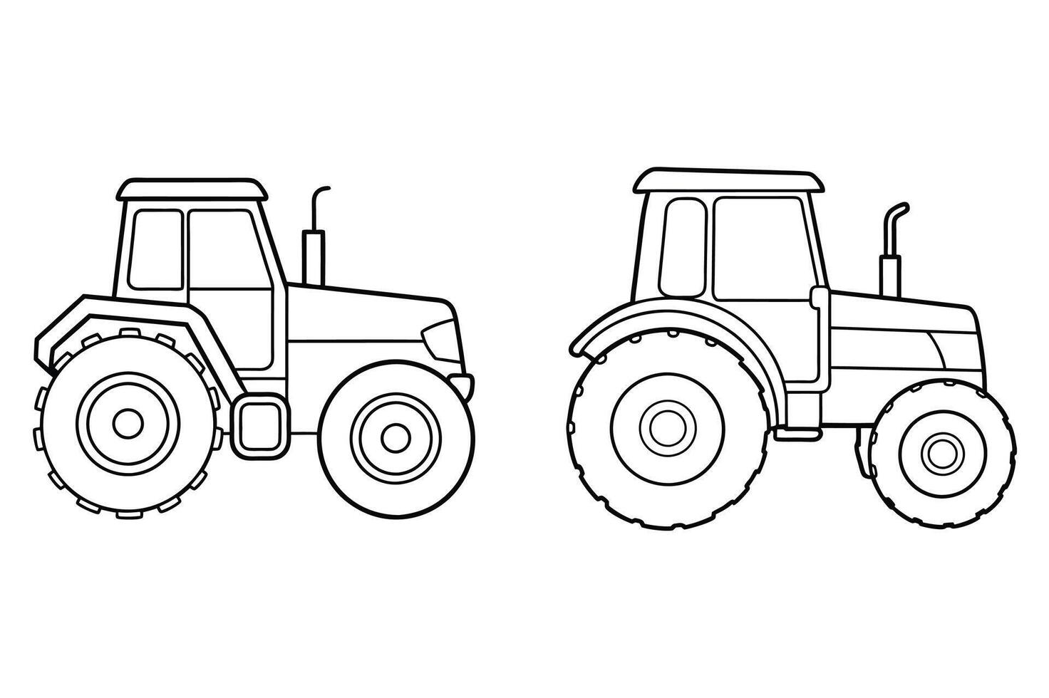 2 Different Tractor Outline Design on white background. vector