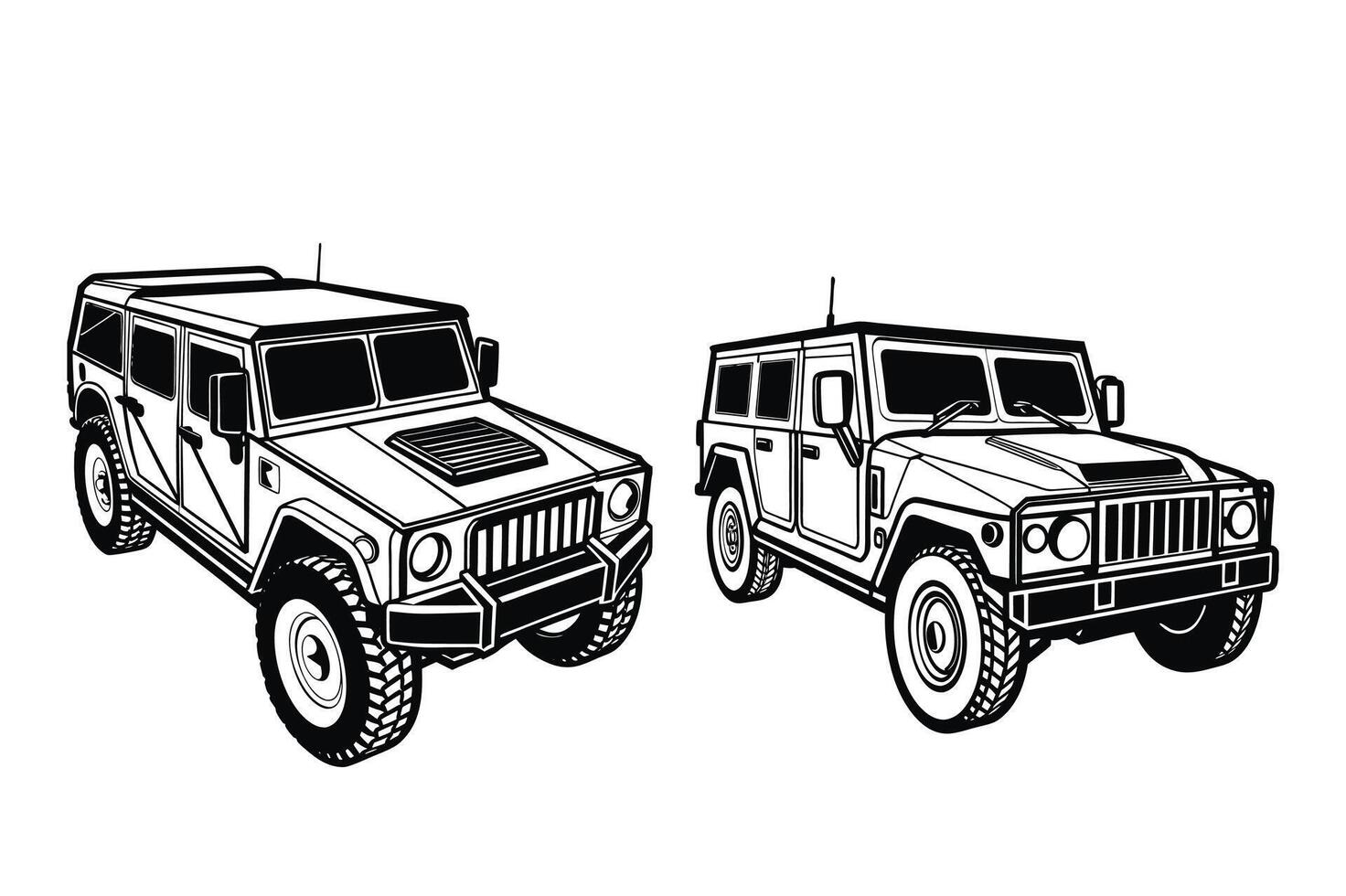 Humvee silhouette on white background vector