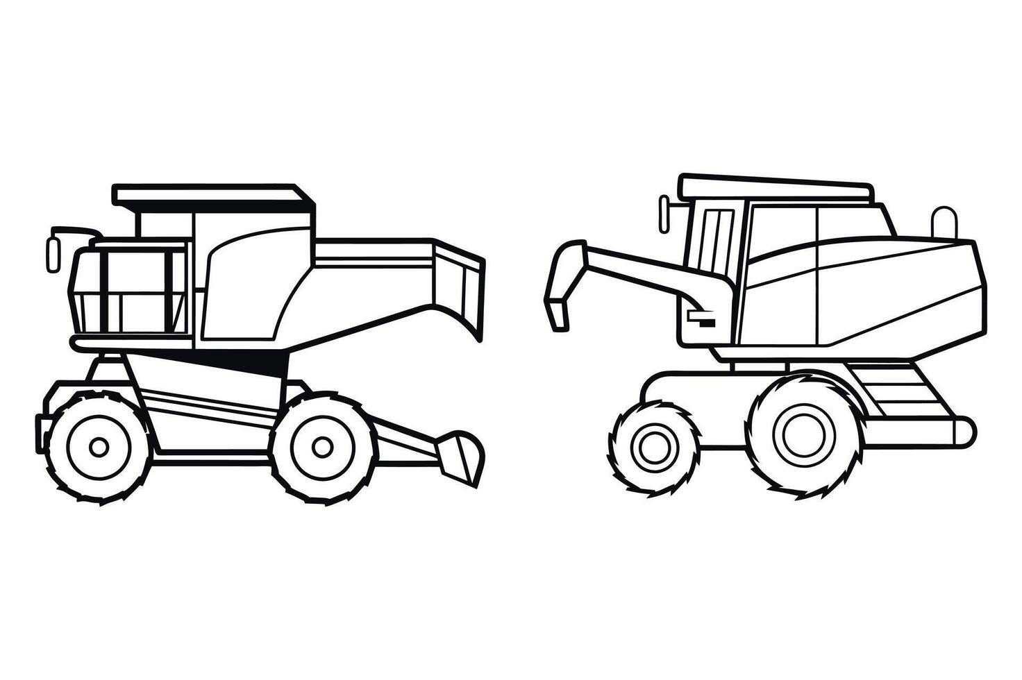 Combine Harvester Outline on white background vector