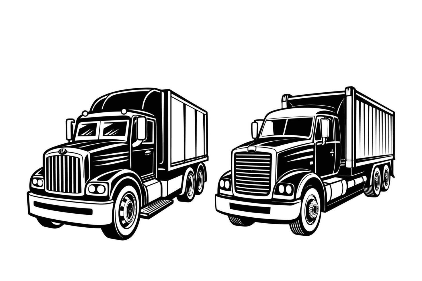 2 Truck silhouette on white background vector