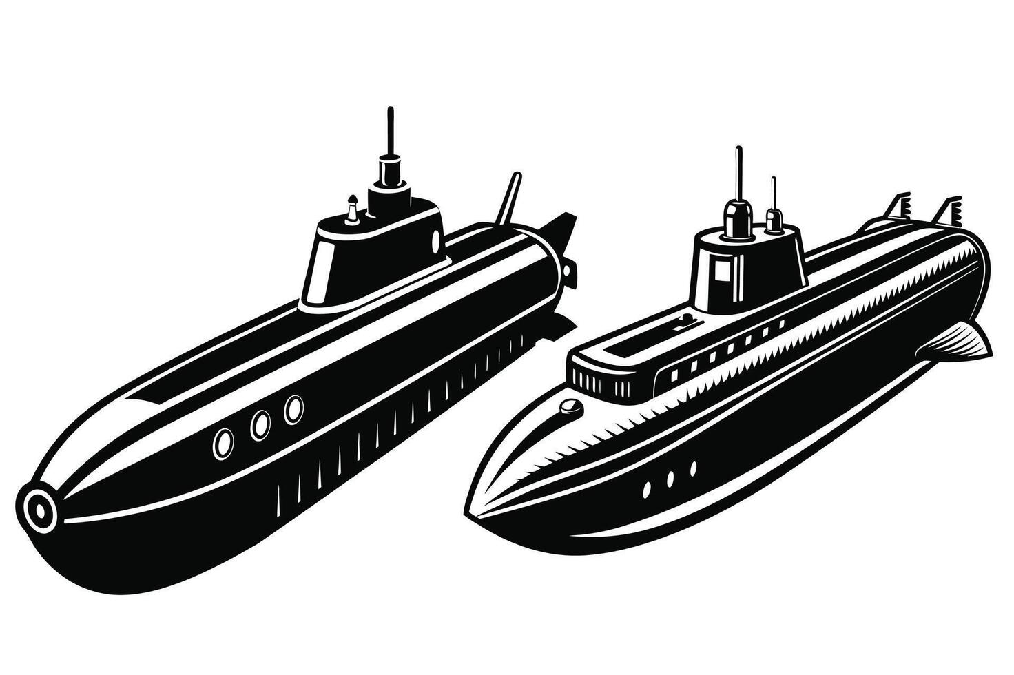 Minimalist Submarine Silhouette for Nautical-Themed Designs vector