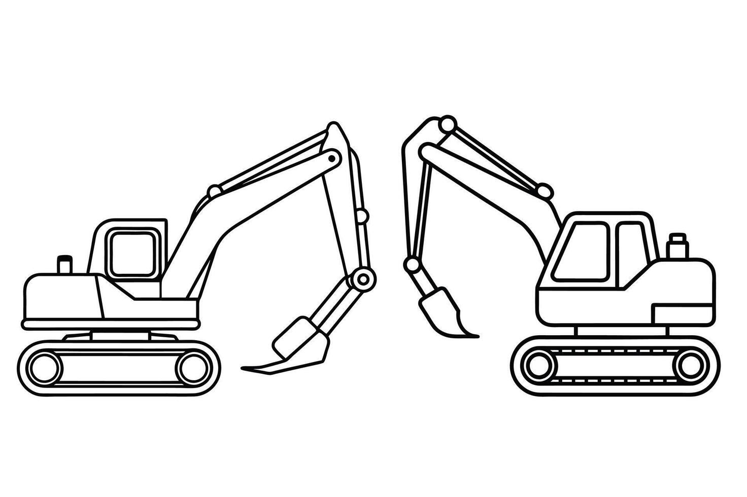 Illustration of isolated Excavator silhouette on white background. vector