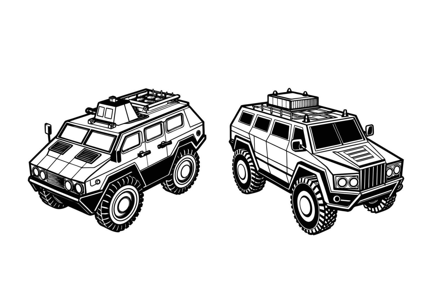 Armored Vehicle silhouette on white background vector