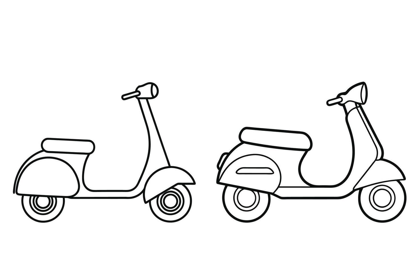 2 Scooter Outline on white background vector