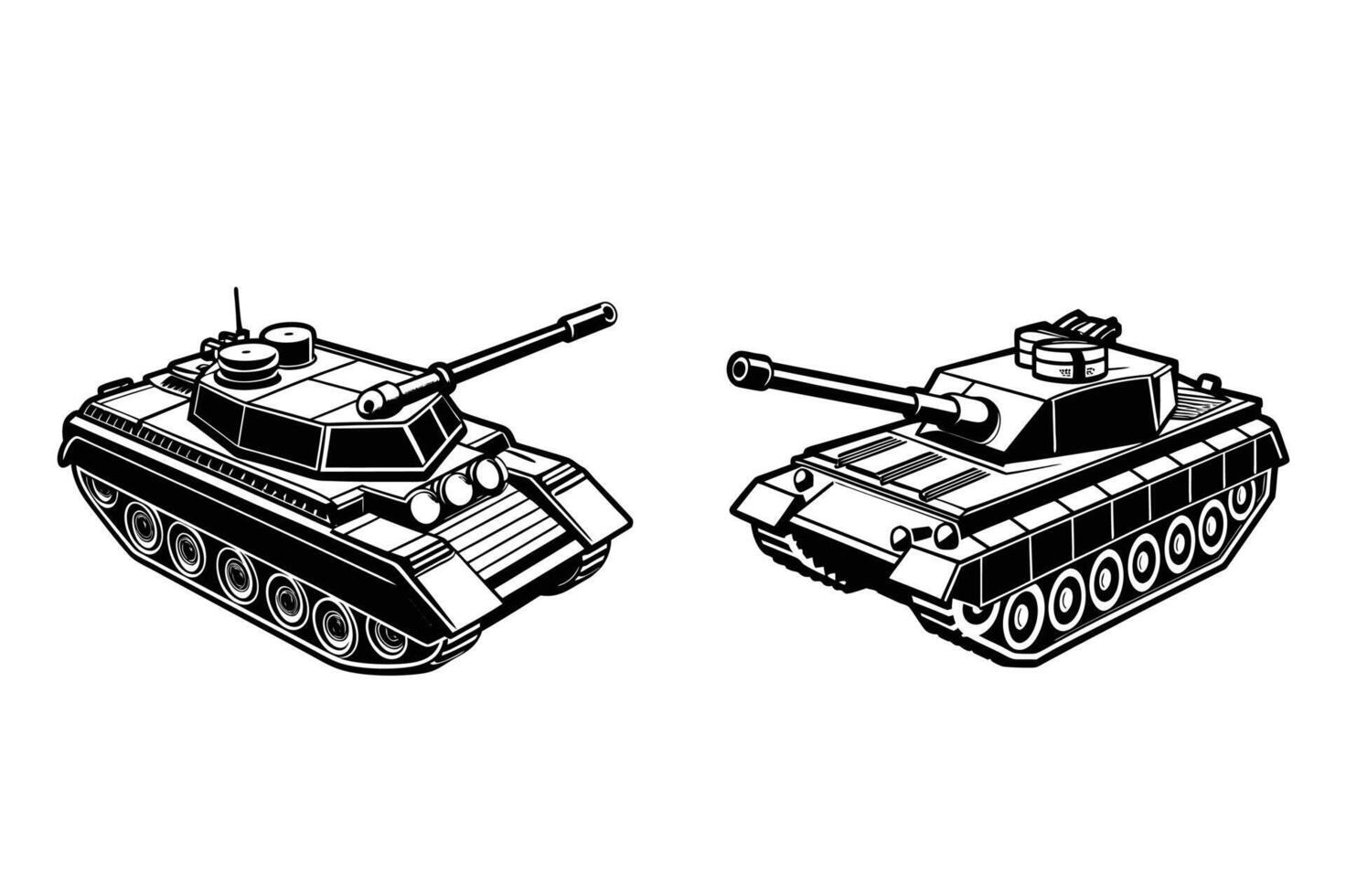 Tank silhouette on white background vector