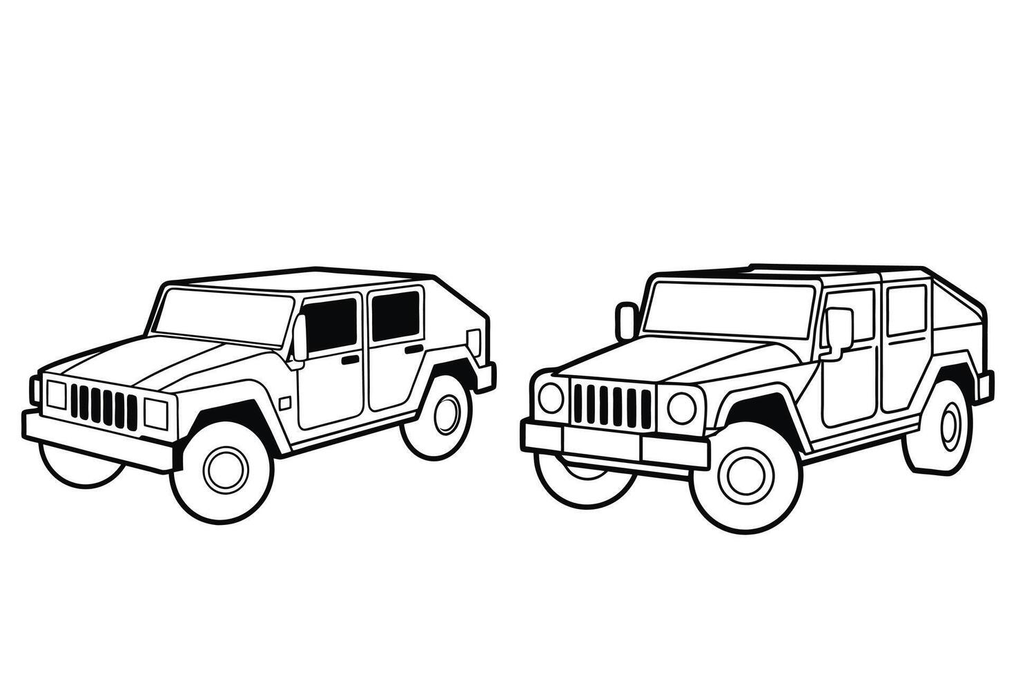 2 different Humvee Outline on white background vector