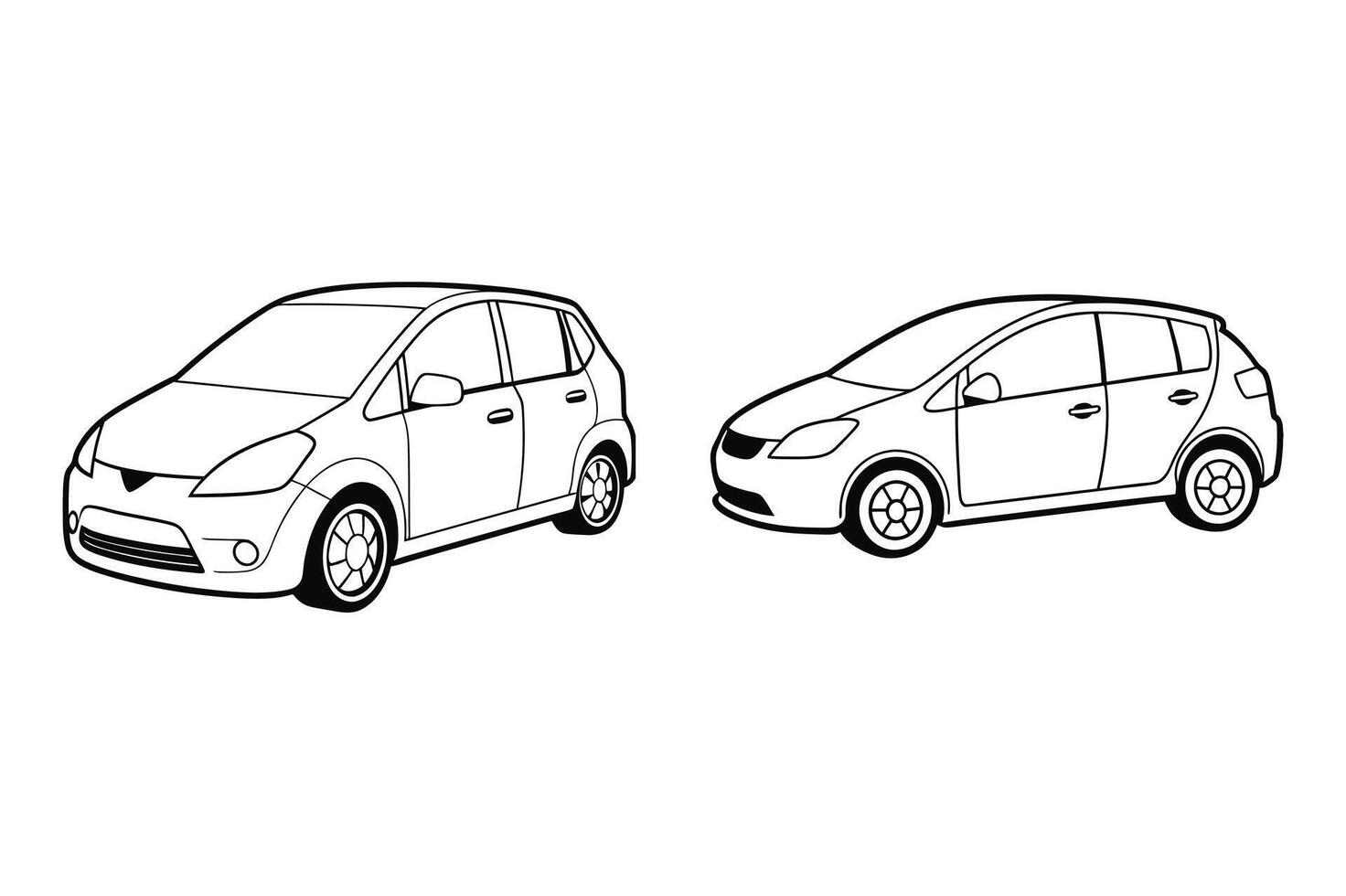 Hatchback Outline on white background. vector